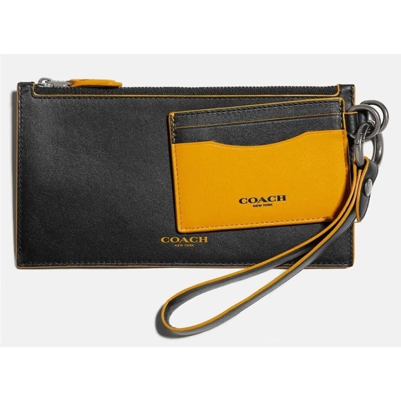 Coach Black and Yellow Wristlet Wallet - Picture 1 of 16